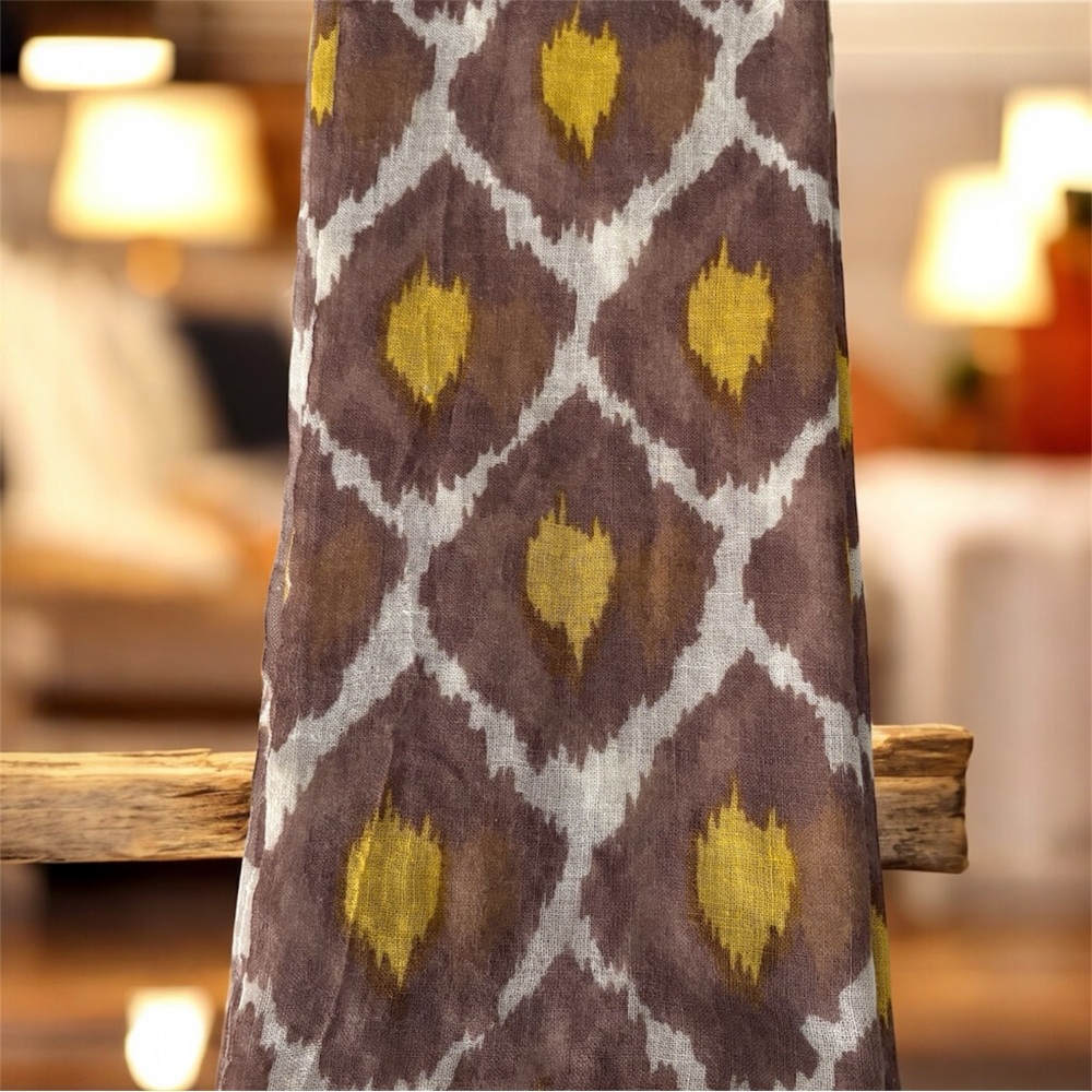 Calypso Brown and Yellow Ikat Pattern Scarf